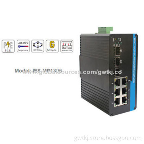 Gigabit PoE Managed Industrial Ethernet Switch, 3x1G SFP optical ports, Web, CLI and SNMP management
